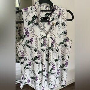 Ann Taylor Sleeveless Flower Blouse